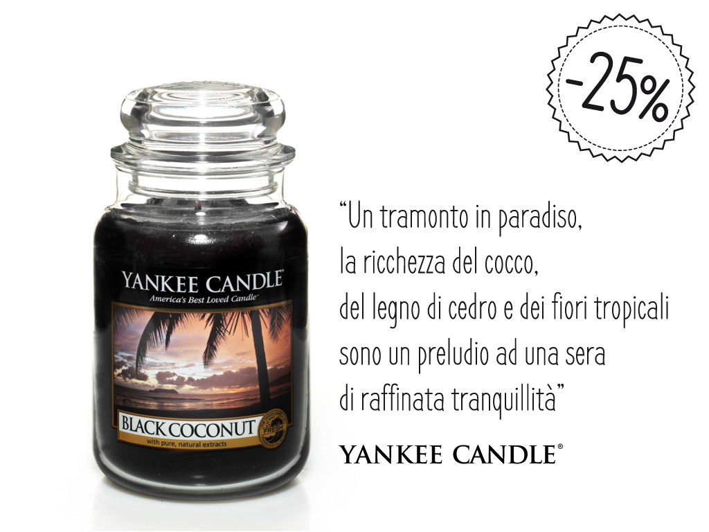 Black Coconut Yankee Candle in promozione del 25%